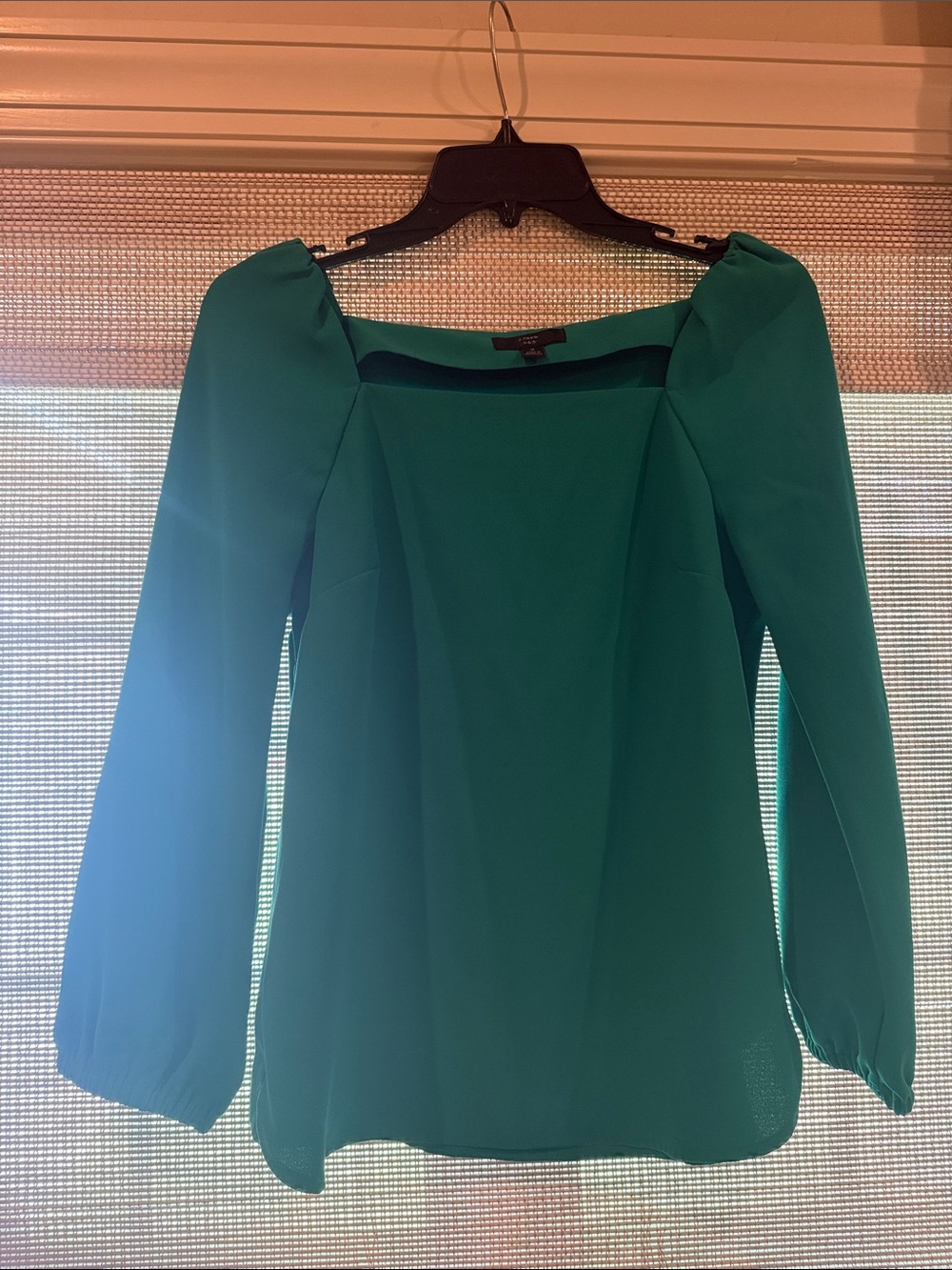 J. Crew Emerald Green Long-Sleeve Square Neck Blouse